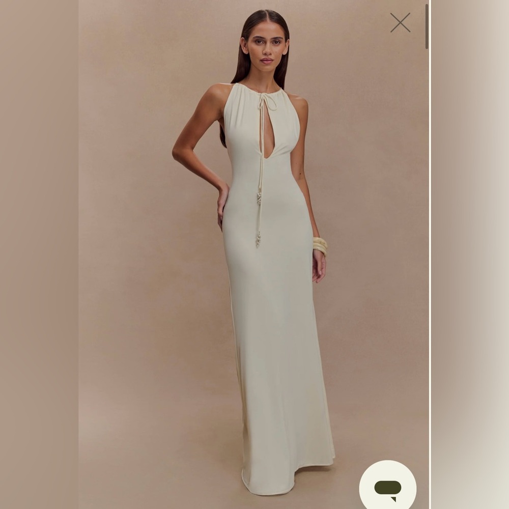 New with tags-Beryl Slinky Maxi Dress With Pearls - Ivory Sizes L and XL